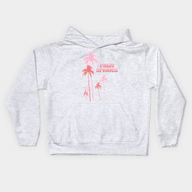 Palm Springs Retro Style Pink Palm Trees Kids Hoodie by SeaLAD